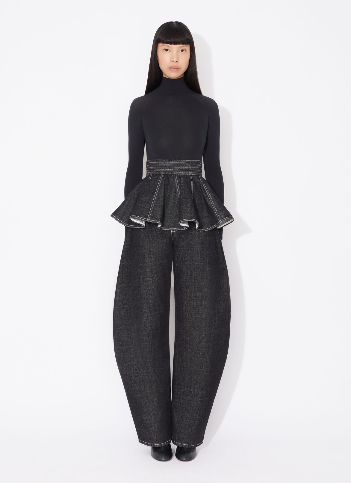 BLACK DENIM SKIRT BELT ALAÏA BLACK BLACK DENIM SKIRT BELT
